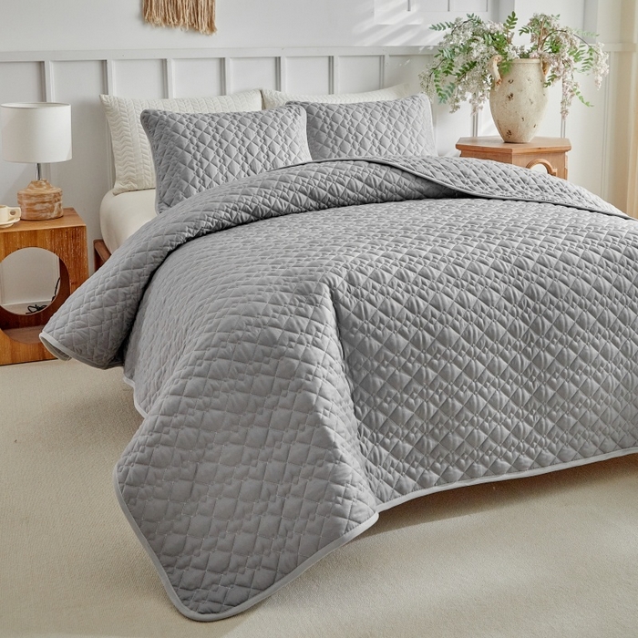 91家纺网 家纺一手货源 找家纺 （总）温宁 2026年素色床盖三件套 国外薄被第一批--棋盘格  跨境，外贸，亚马逊，shein，temu