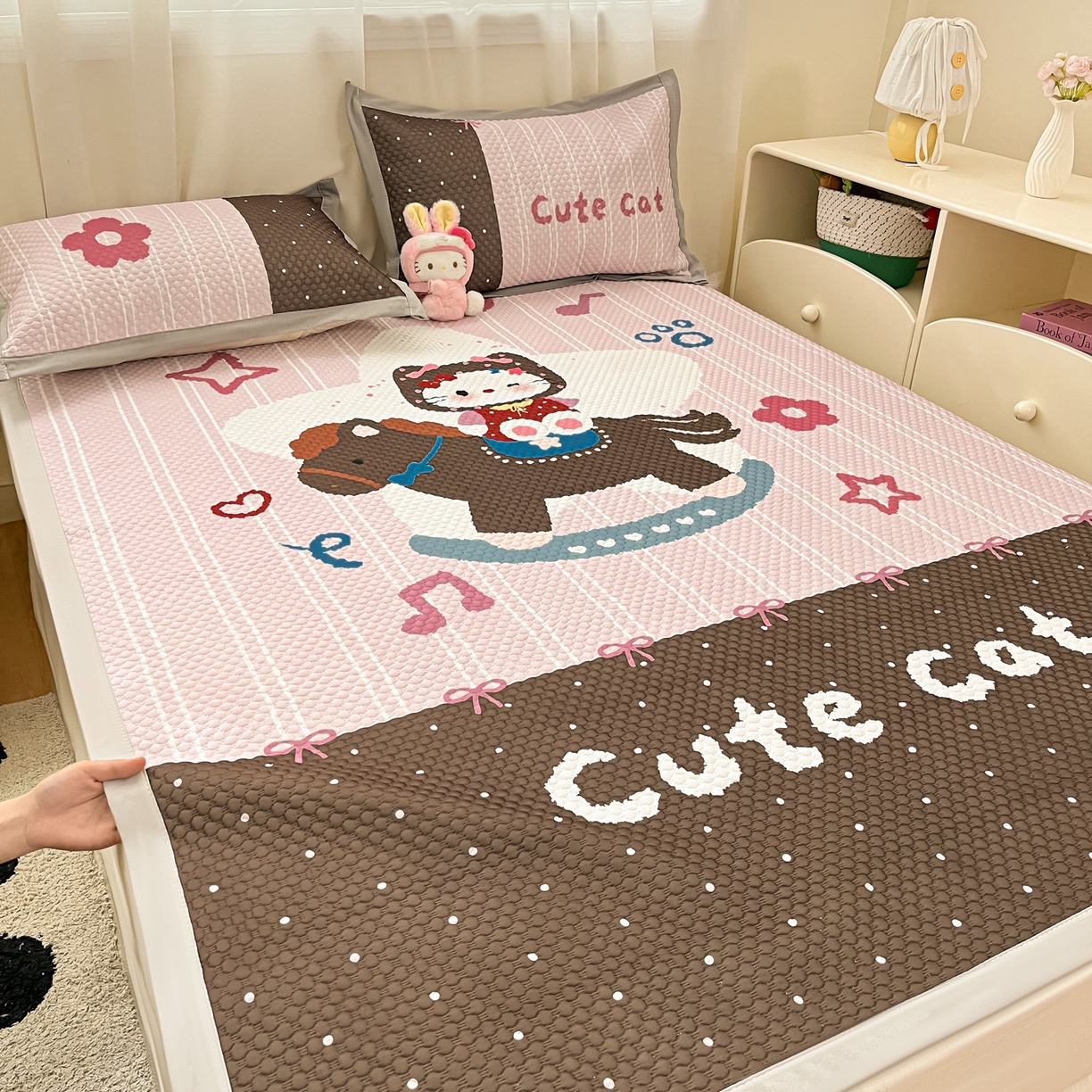 蓝极人 2026新款大版数码印花豆豆席 木马KT