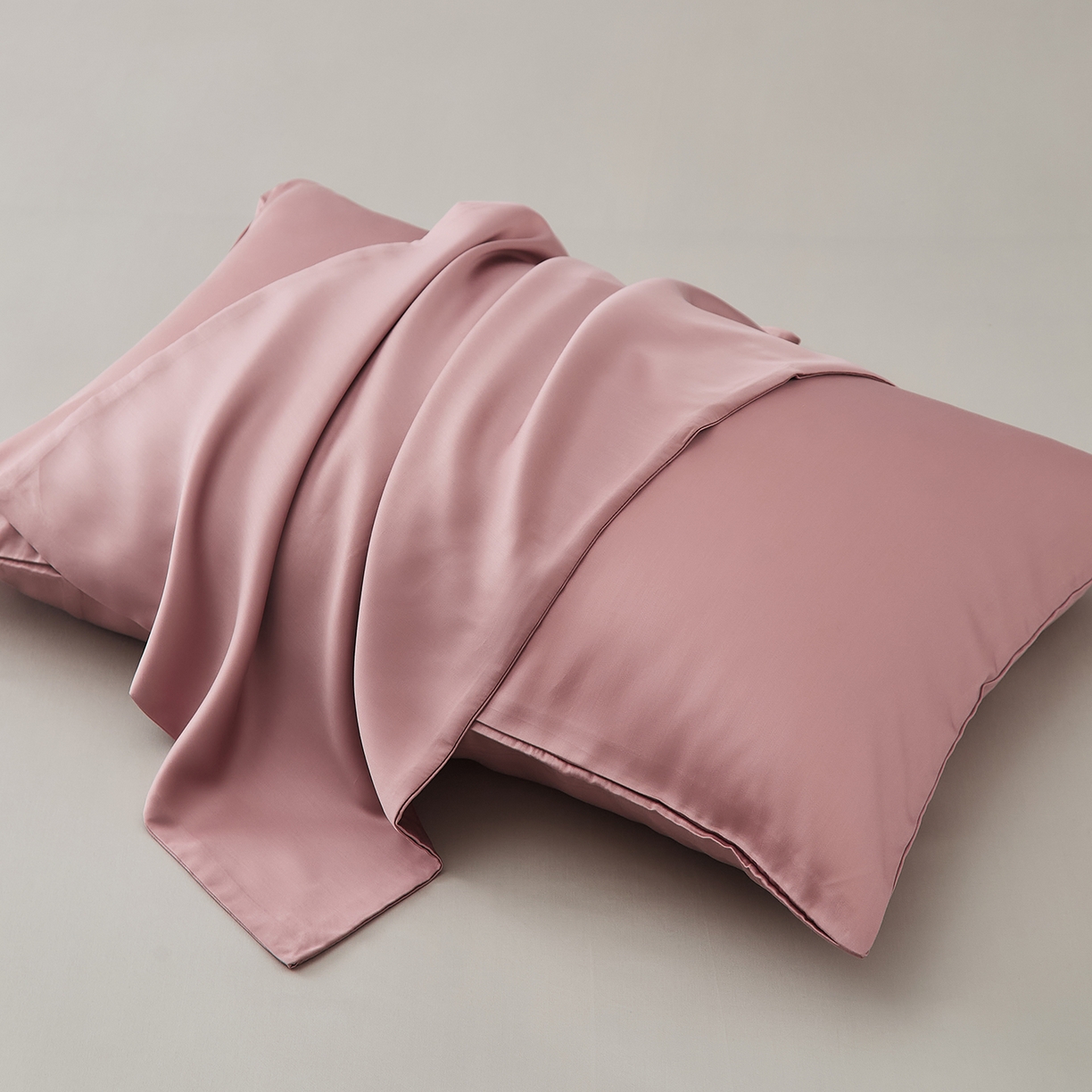 优彩 2026新款60支兰精天丝单品枕套床单被套床笠系列-单枕套 浆果粉