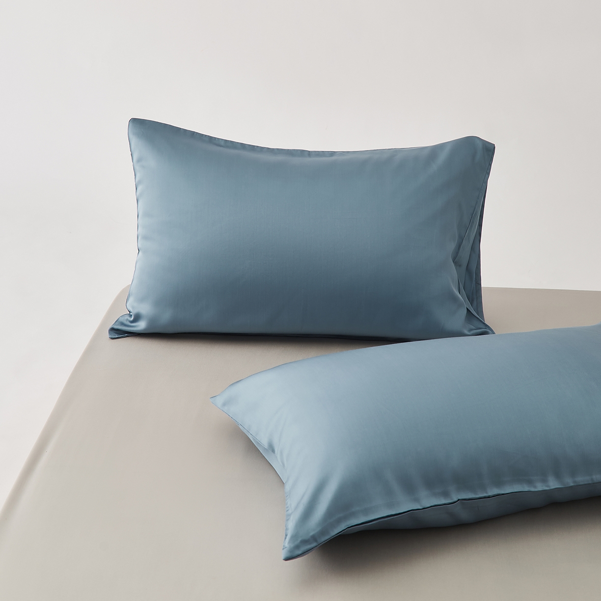 91家纺网 家纺一手货源 找家纺 优彩 2026新款60支兰精天丝单品枕套床单被套床笠系列-单枕套 黎明蓝