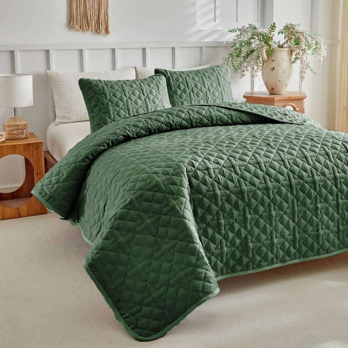 91家纺网 家纺一手货源 找家纺 （总）温宁 2026年素色床盖三件套 国外薄被第一批--十字格  跨境，外贸，亚马逊，shein，temu