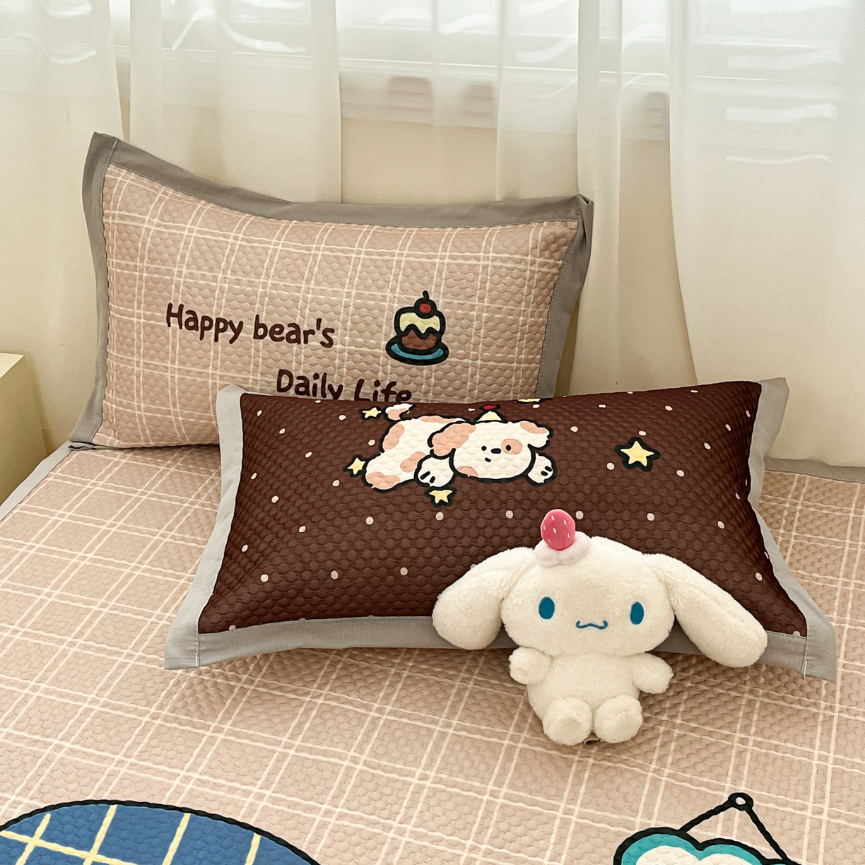 91家纺网 家纺一手货源 找家纺 蓝极人 2026新款大版数码印花豆豆席 甜茶崽