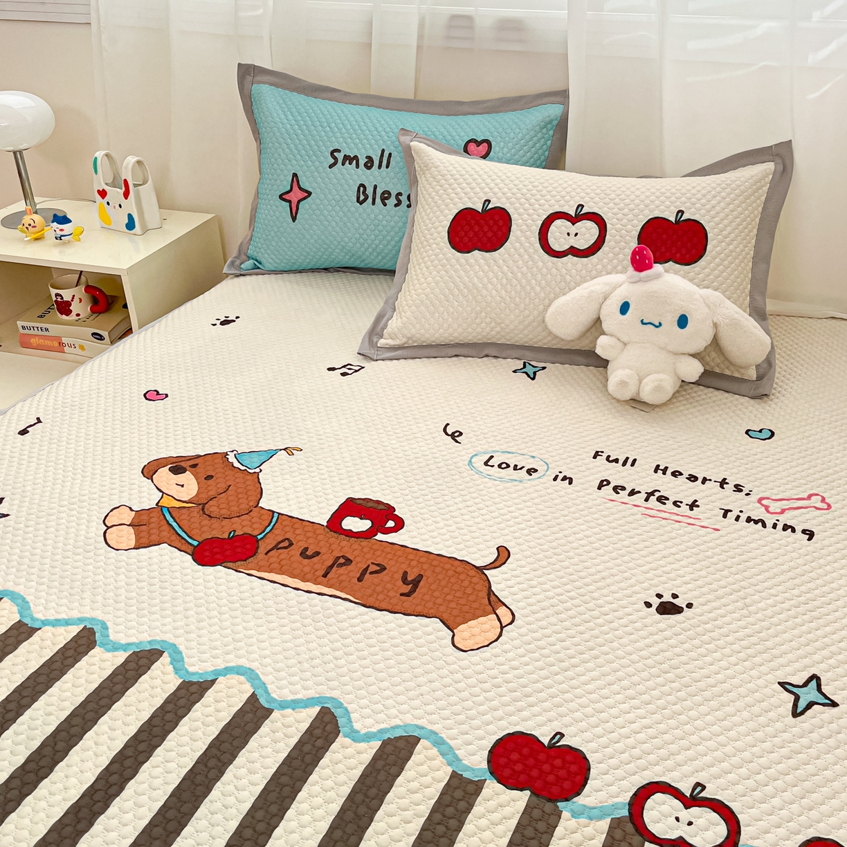 91家纺网 家纺一手货源 找家纺 蓝极人 2026新款大版数码印花豆豆席 甜乐汪