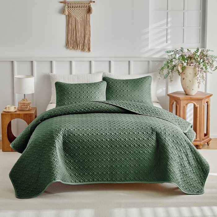 91家纺网 家纺一手货源 找家纺 （总）温宁 2026年素色床盖三件套 国外薄被第一批--旋转方格  跨境，外贸，亚马逊，shein，temu