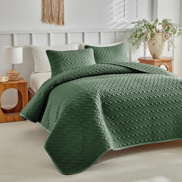 91家纺网 家纺一手货源 找家纺 （总）温宁 2026年素色床盖三件套 国外薄被第一批--旋转方格  跨境，外贸，亚马逊，shein，temu