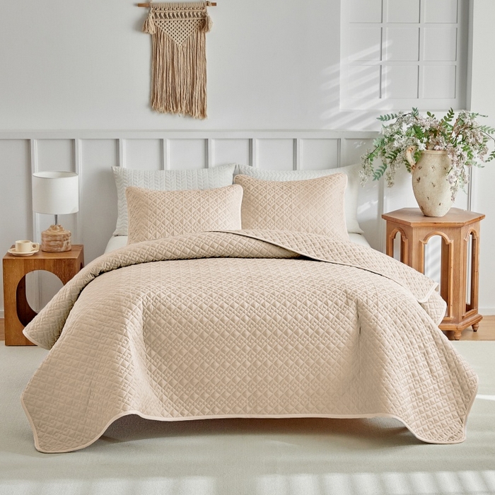 91家纺网 家纺一手货源 找家纺 （总）温宁 2026年素色床盖三件套 国外薄被第一批--旋转方格  跨境，外贸，亚马逊，shein，temu