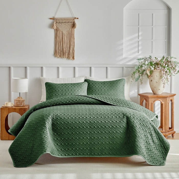 91家纺网 家纺一手货源 找家纺 （总）温宁 2026年素色床盖三件套 国外薄被第一批--旋转方格  跨境，外贸，亚马逊，shein，temu