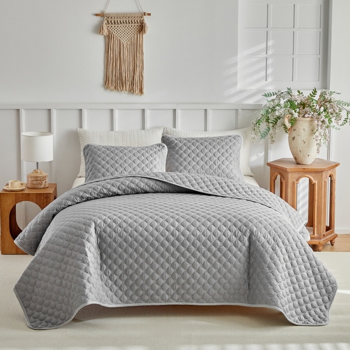 91家纺网 家纺一手货源 找家纺 （总）温宁 2026年素色床盖三件套 国外薄被第一批--雪花  跨境，外贸，亚马逊，shein，temu