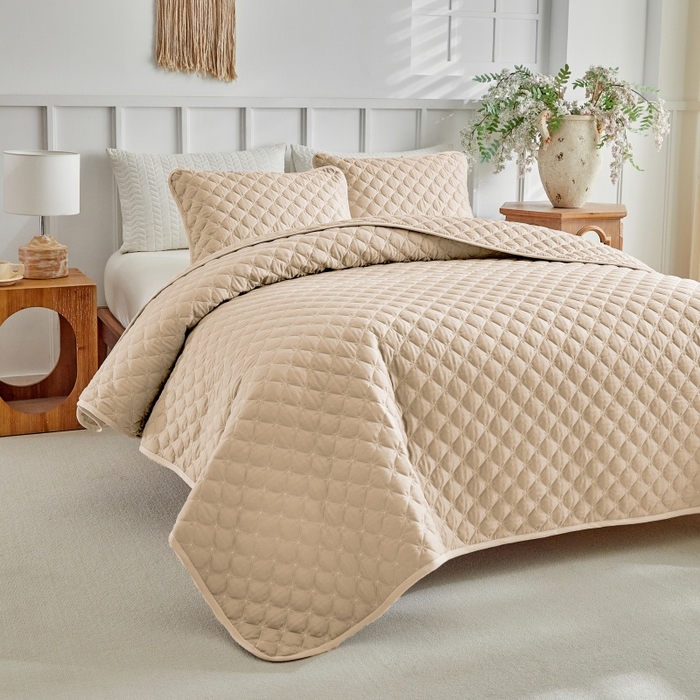 91家纺网 家纺一手货源 找家纺 （总）温宁 2026年素色床盖三件套 国外薄被第一批--雪花  跨境，外贸，亚马逊，shein，temu