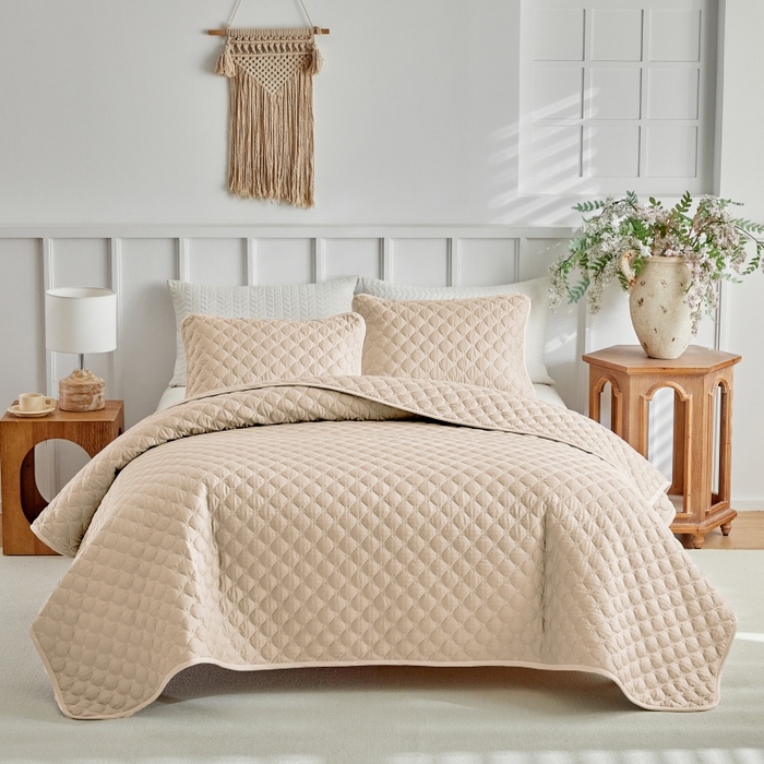 91家纺网 家纺一手货源 找家纺 （总）温宁 2026年素色床盖三件套 国外薄被第一批--雪花  跨境，外贸，亚马逊，shein，temu