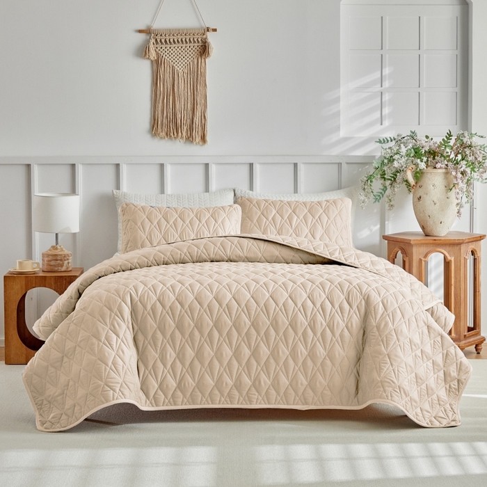 91家纺网 家纺一手货源 找家纺 （总）温宁 2026年素色床盖三件套 国外薄被第一批--砖石  跨境，外贸，亚马逊，shein，temu