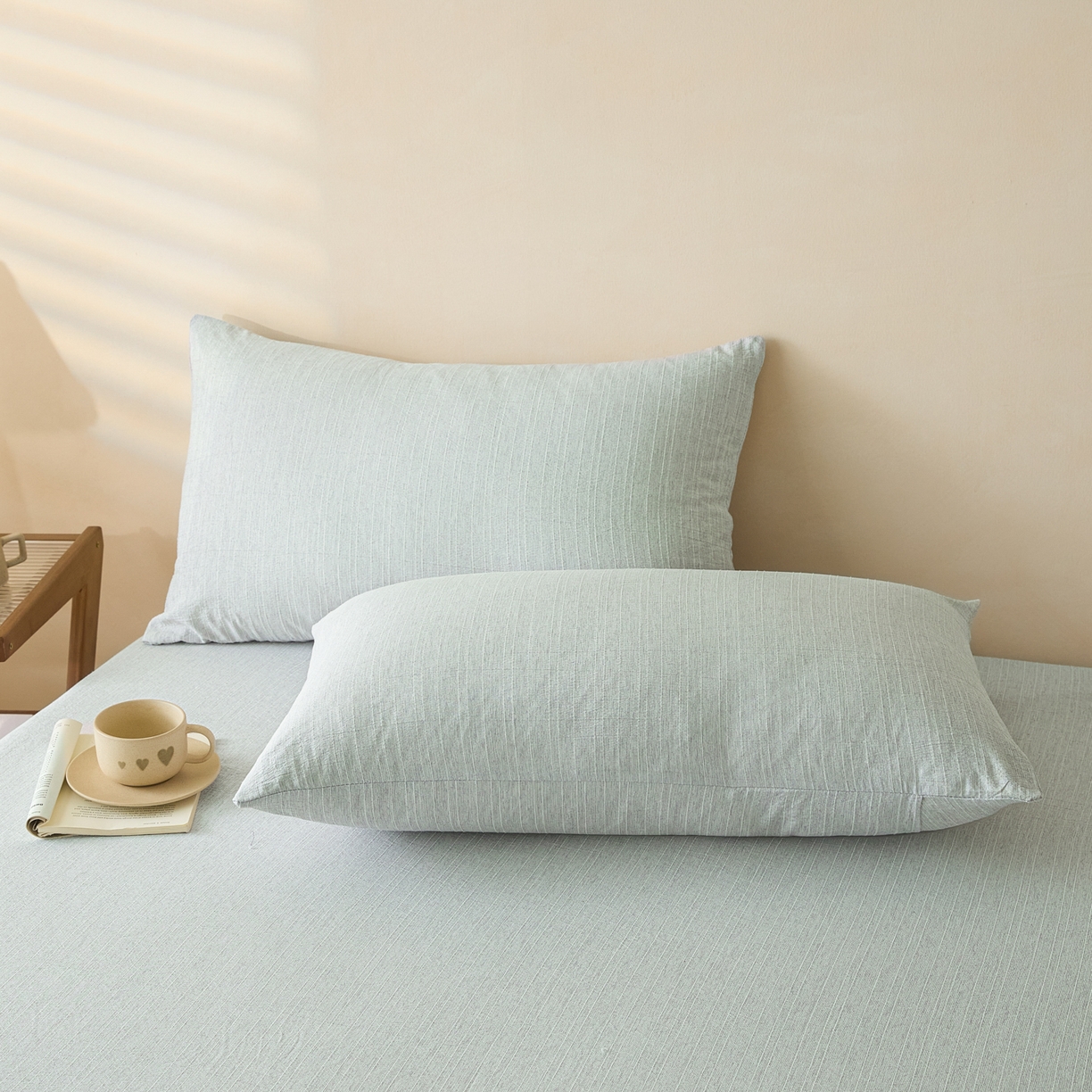 91家纺网 家纺一手货源 找家纺 （总）蓝极人 2026新款提花色织水洗麻床笠