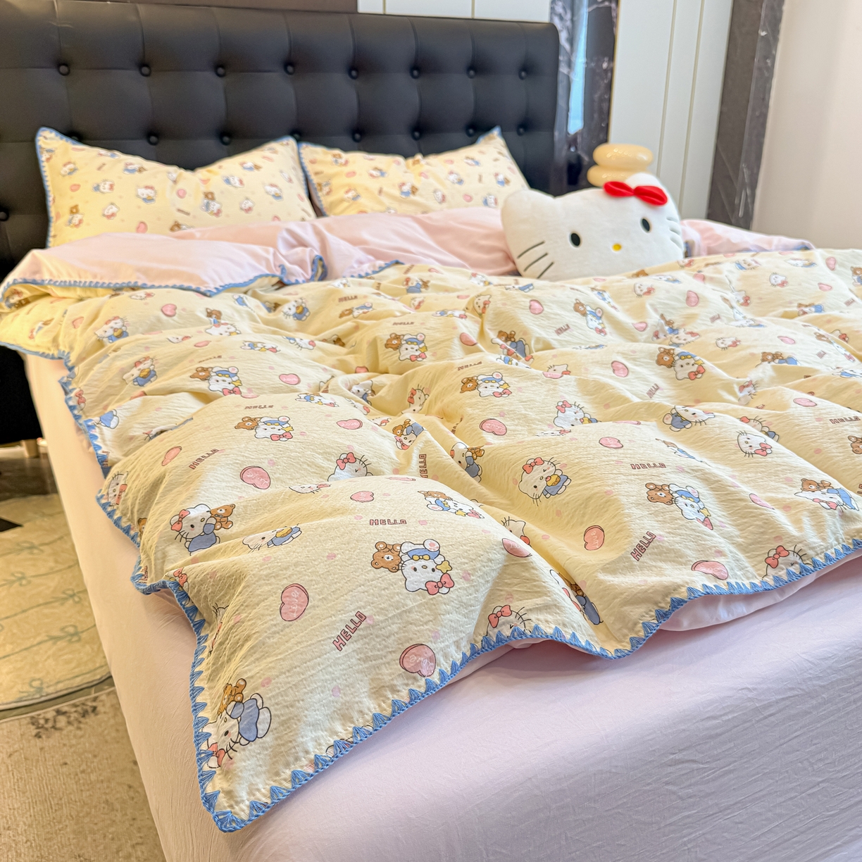 91家纺网 家纺一手货源 找家纺 （总）盼季家纺 2026新款水洗棉印花贝壳绣四件套