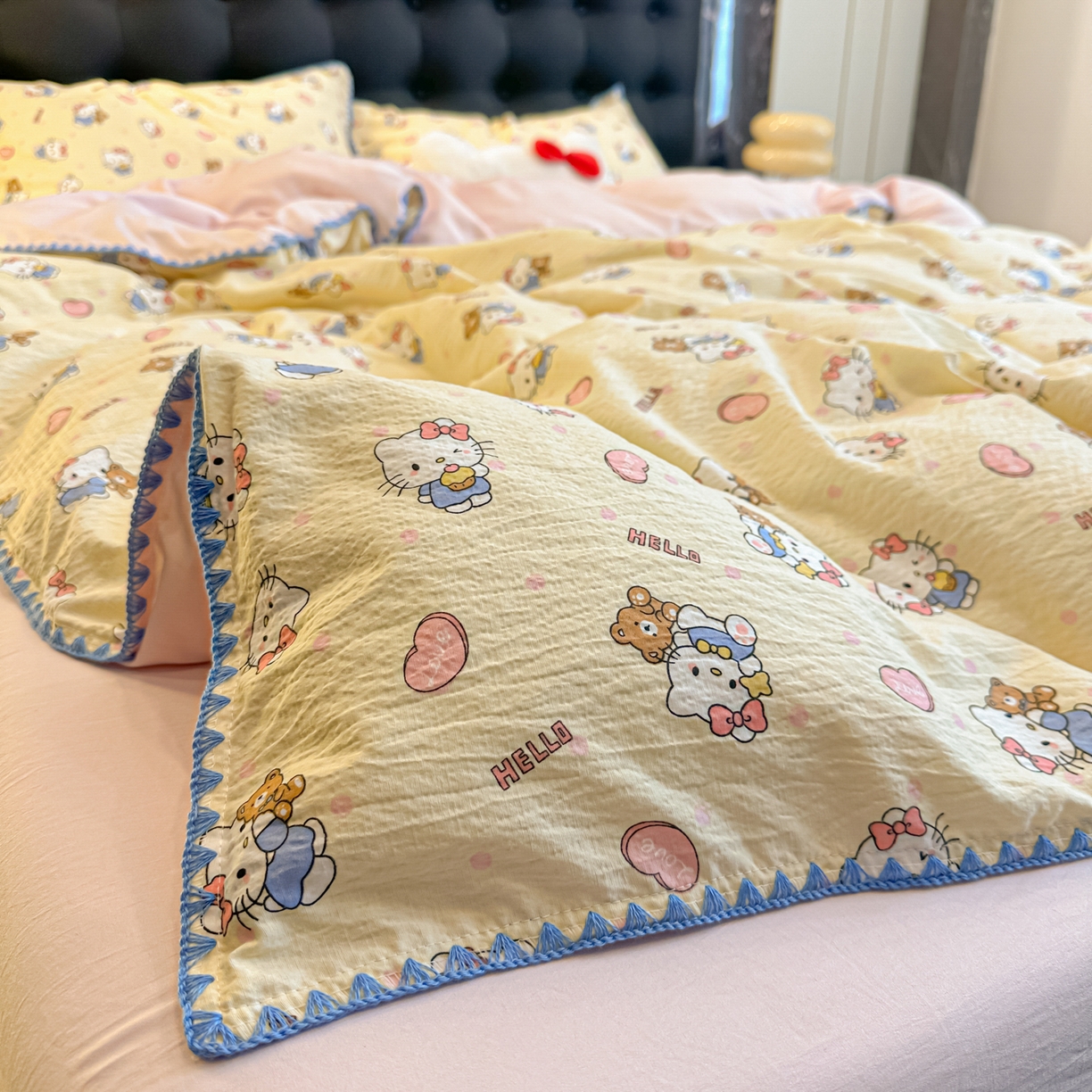 91家纺网 家纺一手货源 找家纺 （总）盼季家纺 2026新款水洗棉印花贝壳绣四件套