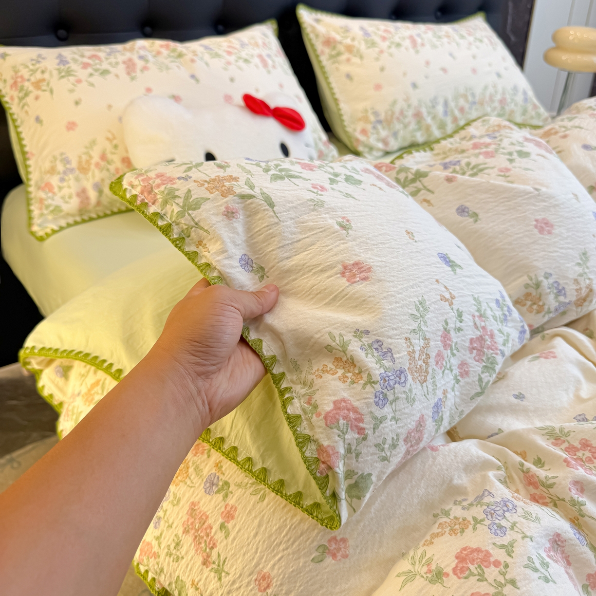 91家纺网 家纺一手货源 找家纺 （总）盼季家纺 2026新款水洗棉印花贝壳绣四件套