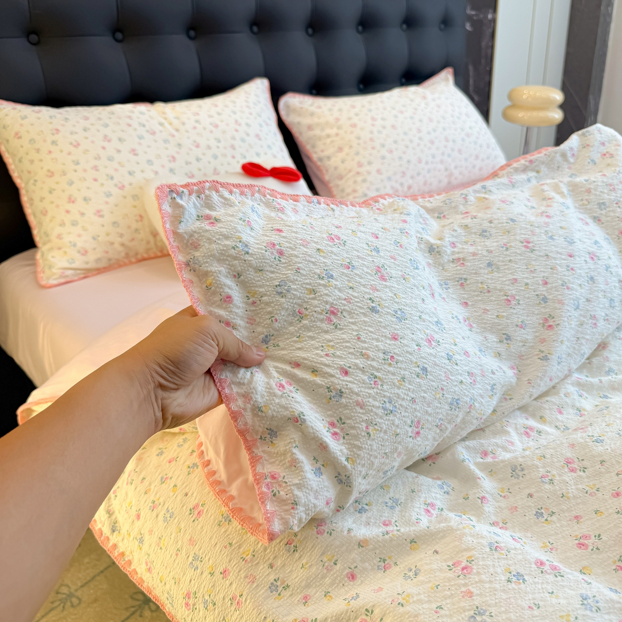 91家纺网 家纺一手货源 找家纺 （总）盼季家纺 2026新款水洗棉印花贝壳绣四件套