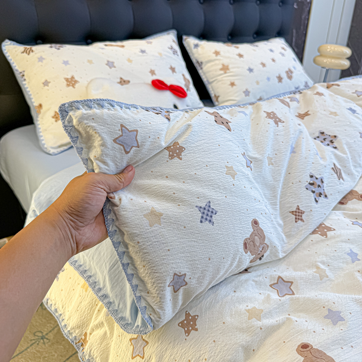 91家纺网 家纺一手货源 找家纺 （总）盼季家纺 2026新款水洗棉印花贝壳绣四件套