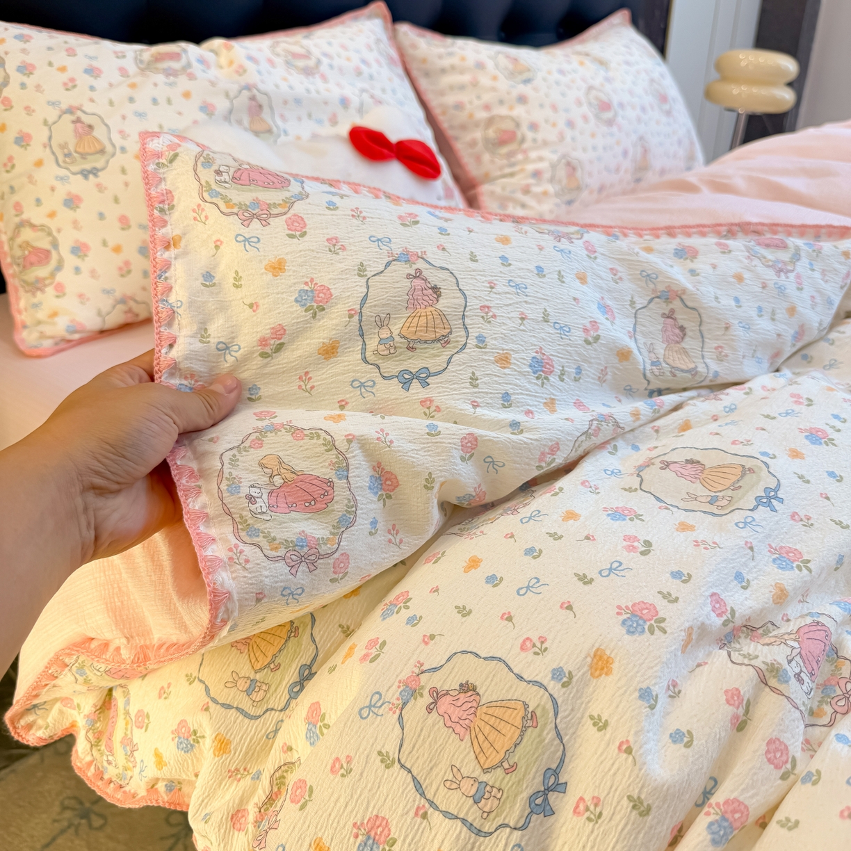 91家纺网 家纺一手货源 找家纺 （总）盼季家纺 2026新款水洗棉印花贝壳绣四件套