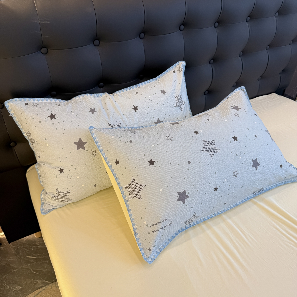 91家纺网 家纺一手货源 找家纺 盼季家纺 2026新款水洗棉印花贝壳绣四件套 贝壳绣-小星星