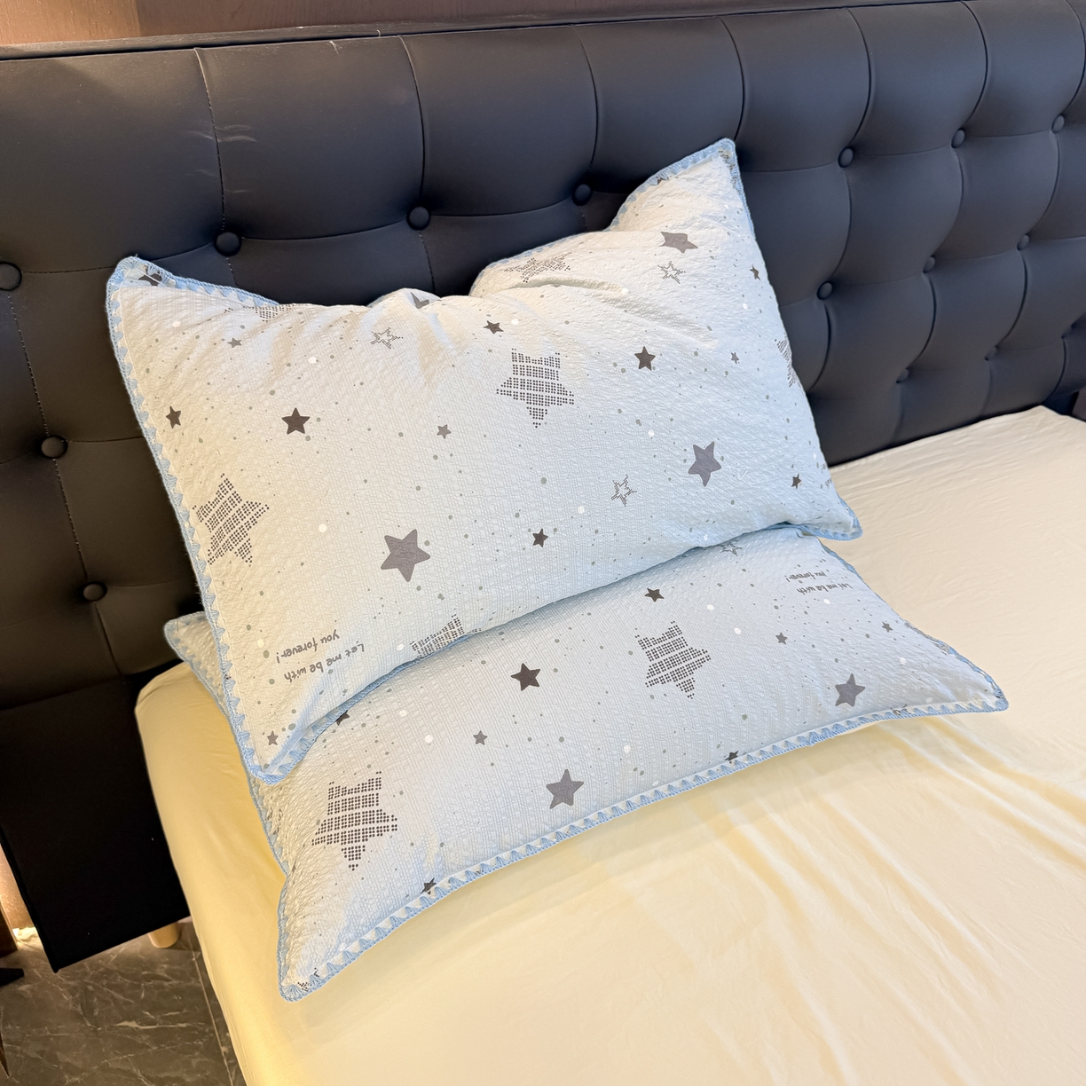 91家纺网 家纺一手货源 找家纺 盼季家纺 2026新款水洗棉印花贝壳绣四件套 贝壳绣-小星星