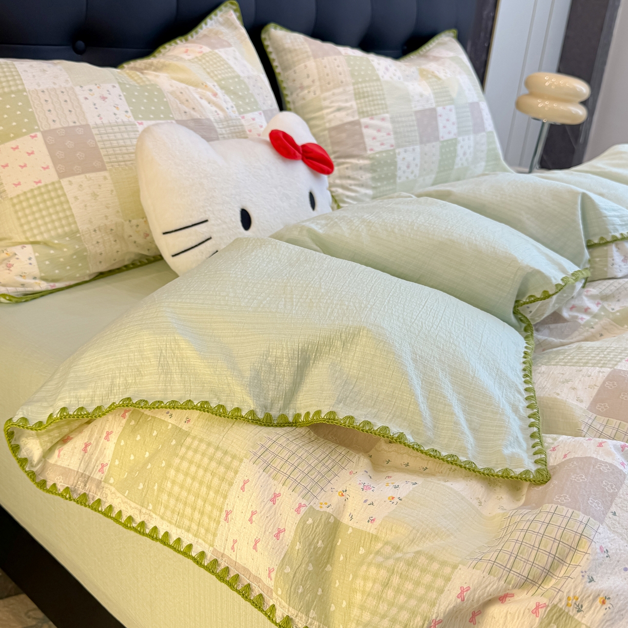 91家纺网 家纺一手货源 找家纺 盼季家纺 2026新款水洗棉印花贝壳绣四件套 贝壳绣-春日假期