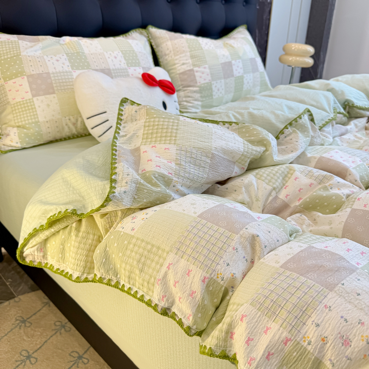 91家纺网 家纺一手货源 找家纺 盼季家纺 2026新款水洗棉印花贝壳绣四件套 贝壳绣-春日假期