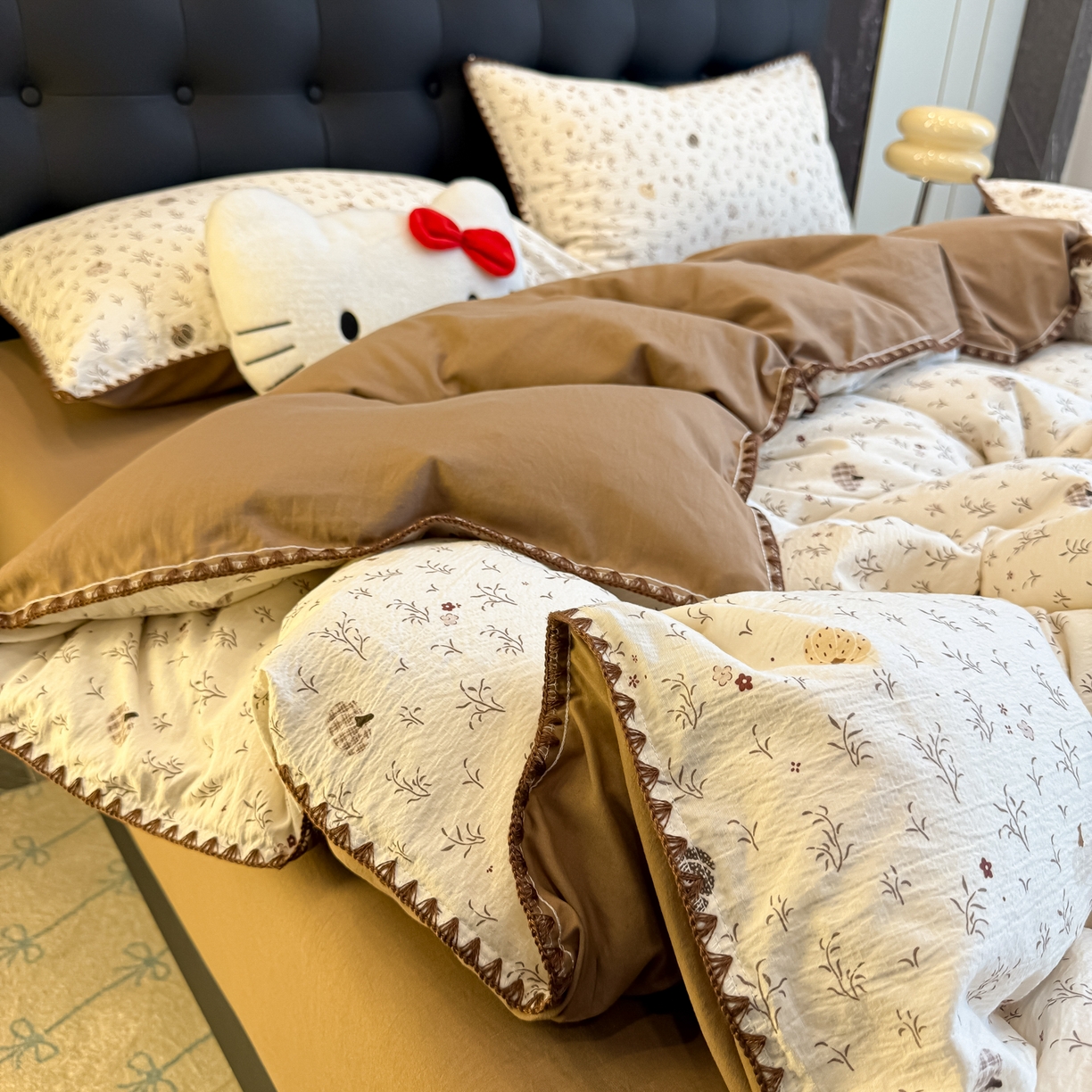 91家纺网 家纺一手货源 找家纺 盼季家纺 2026新款水洗棉印花贝壳绣四件套 贝壳绣-花束