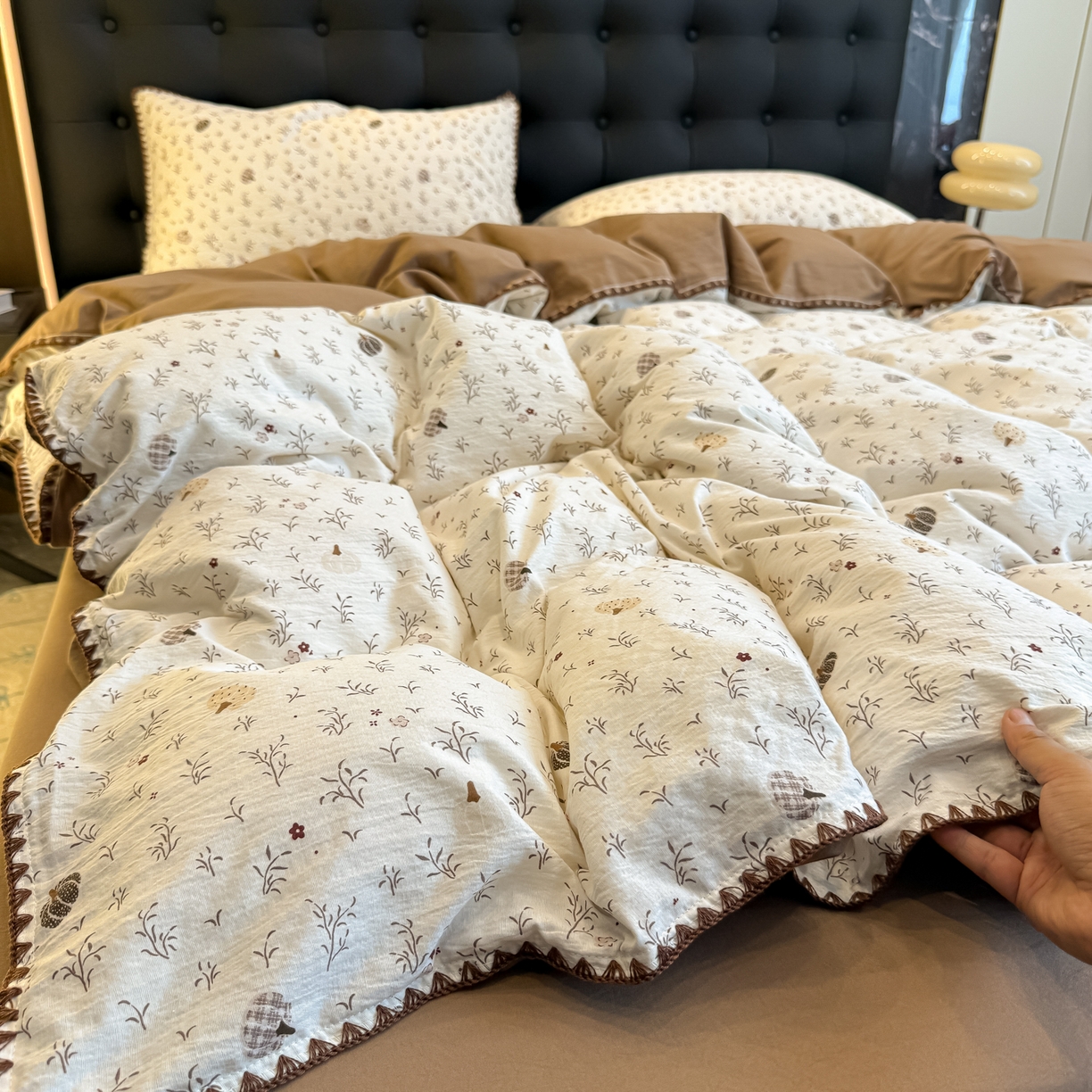 91家纺网 家纺一手货源 找家纺 盼季家纺 2026新款水洗棉印花贝壳绣四件套 贝壳绣-花束