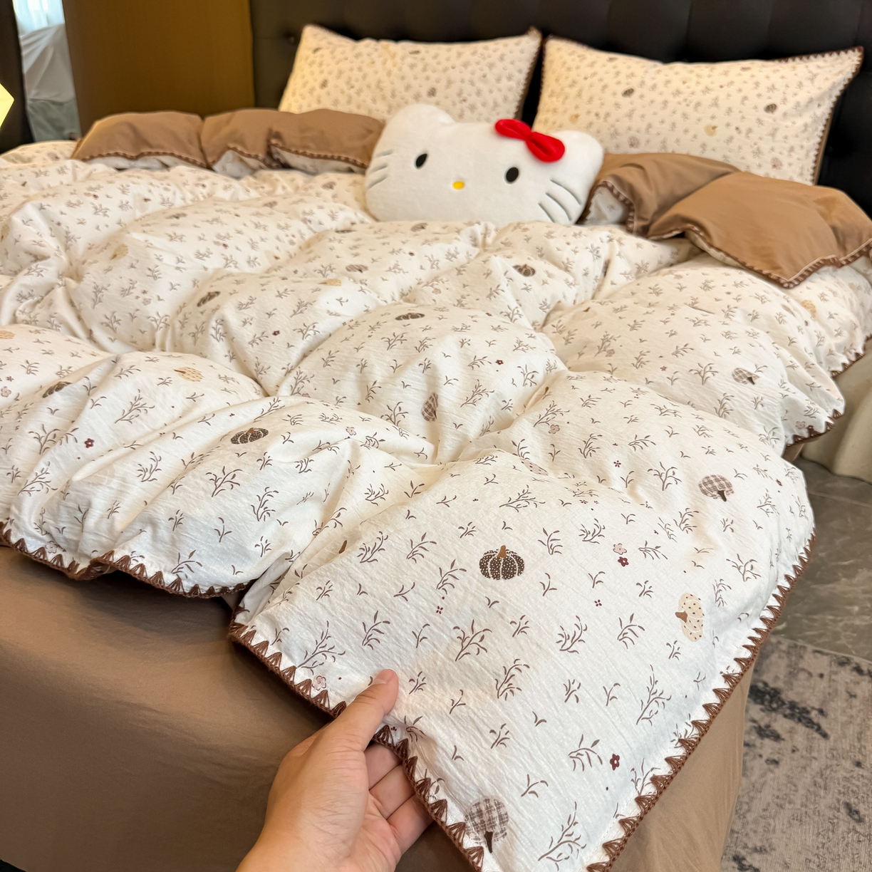 91家纺网 家纺一手货源 找家纺 盼季家纺 2026新款水洗棉印花贝壳绣四件套 贝壳绣-花束