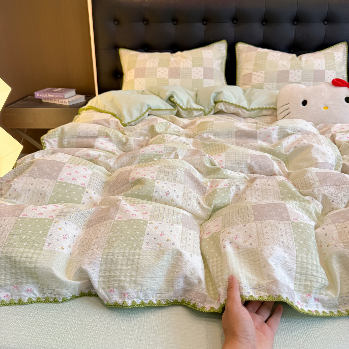 91家纺网 家纺一手货源 找家纺 盼季家纺 2026新款水洗棉印花贝壳绣四件套 贝壳绣-春日假期