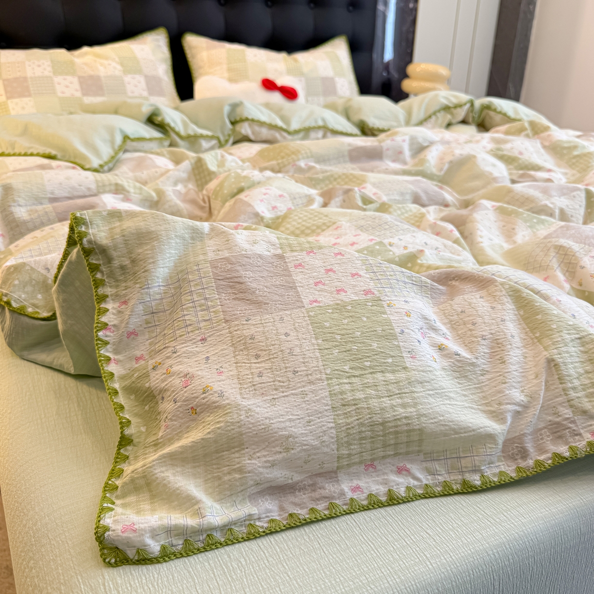 91家纺网 家纺一手货源 找家纺 盼季家纺 2026新款水洗棉印花贝壳绣四件套 贝壳绣-春日假期