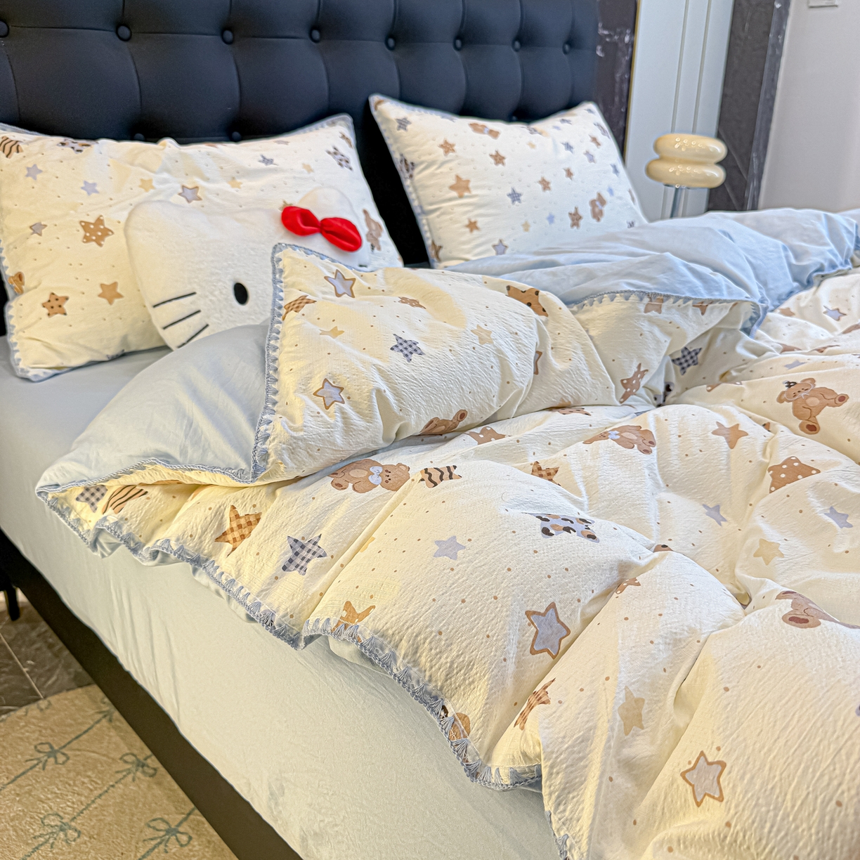 91家纺网 家纺一手货源 找家纺 盼季家纺 2026新款水洗棉印花贝壳绣四件套 贝壳绣-海底星星