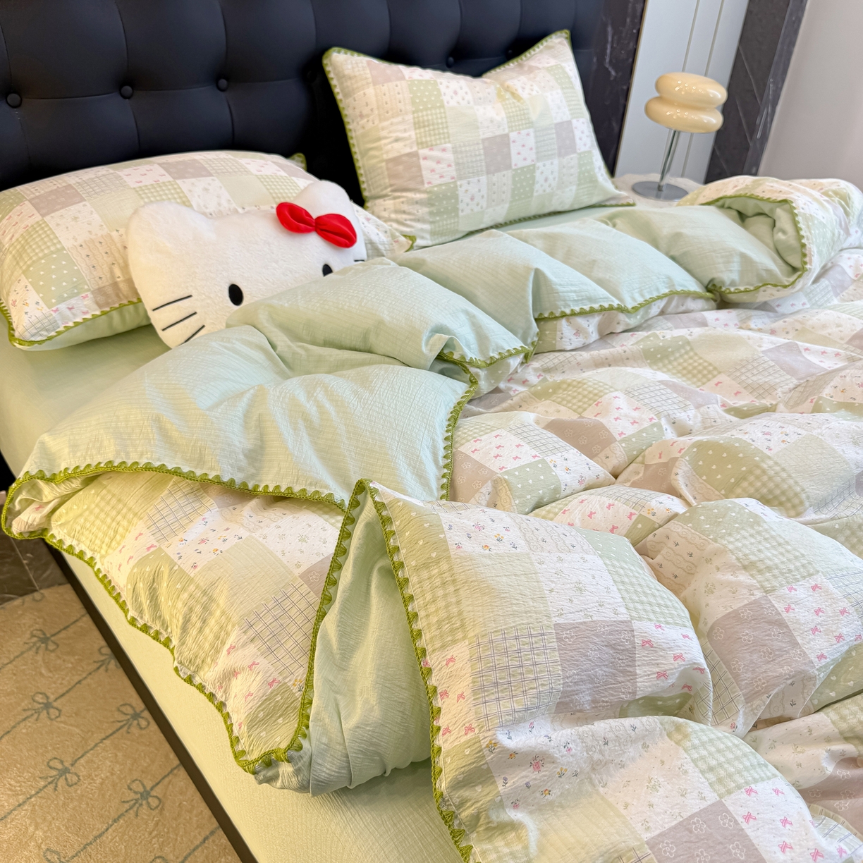 91家纺网 家纺一手货源 找家纺 盼季家纺 2026新款水洗棉印花贝壳绣四件套 贝壳绣-春日假期