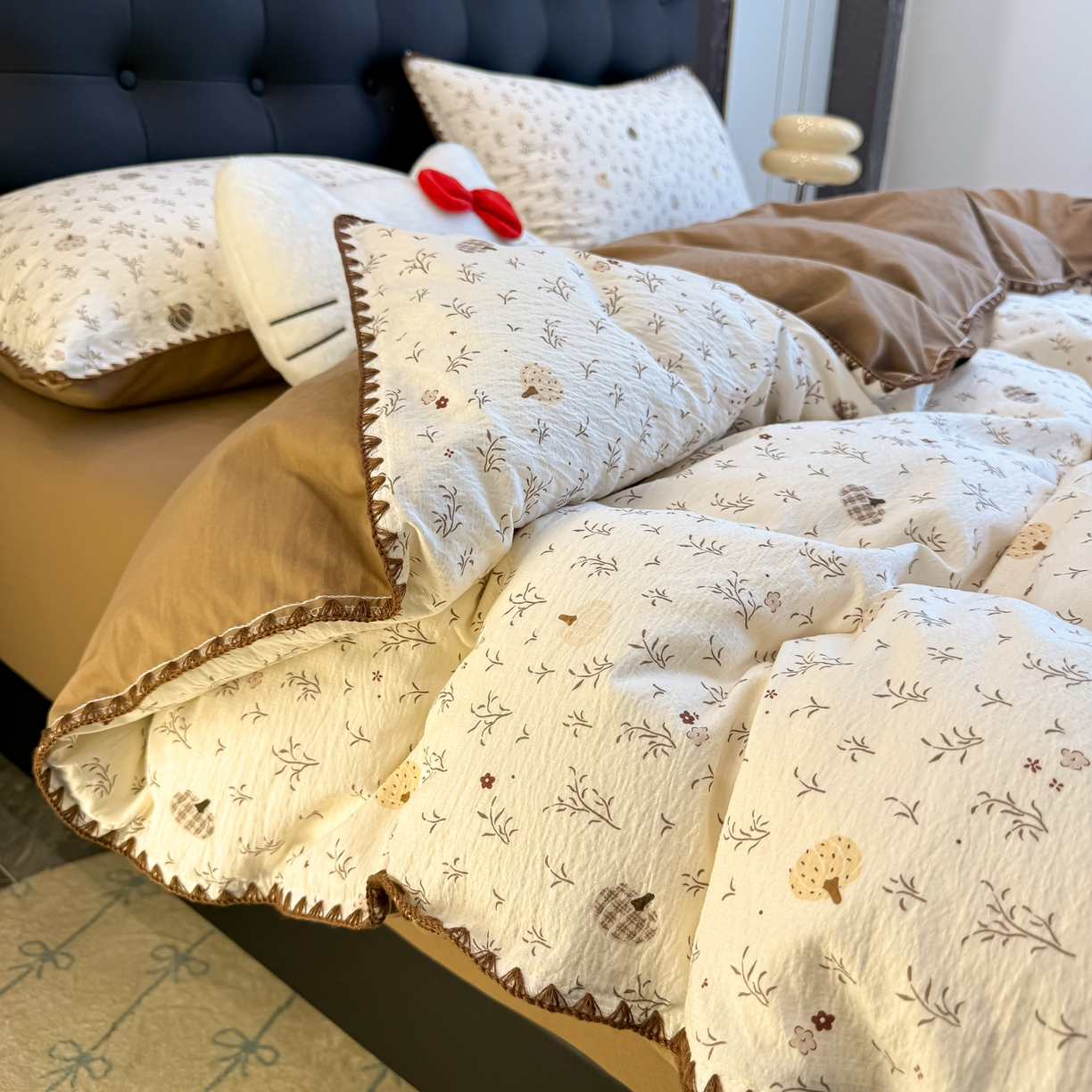 91家纺网 家纺一手货源 找家纺 盼季家纺 2026新款水洗棉印花贝壳绣四件套 贝壳绣-花束