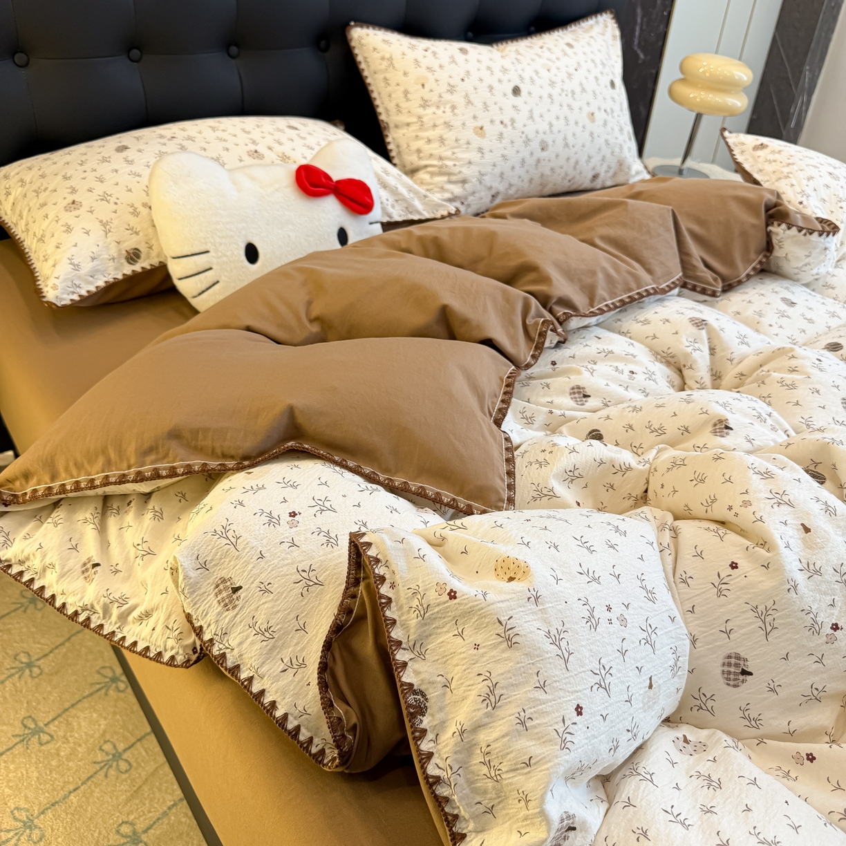 91家纺网 家纺一手货源 找家纺 盼季家纺 2026新款水洗棉印花贝壳绣四件套 贝壳绣-花束