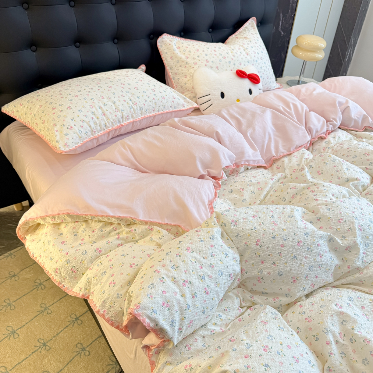 91家纺网 家纺一手货源 找家纺 盼季家纺 2026新款水洗棉印花贝壳绣四件套 贝壳绣-少女心