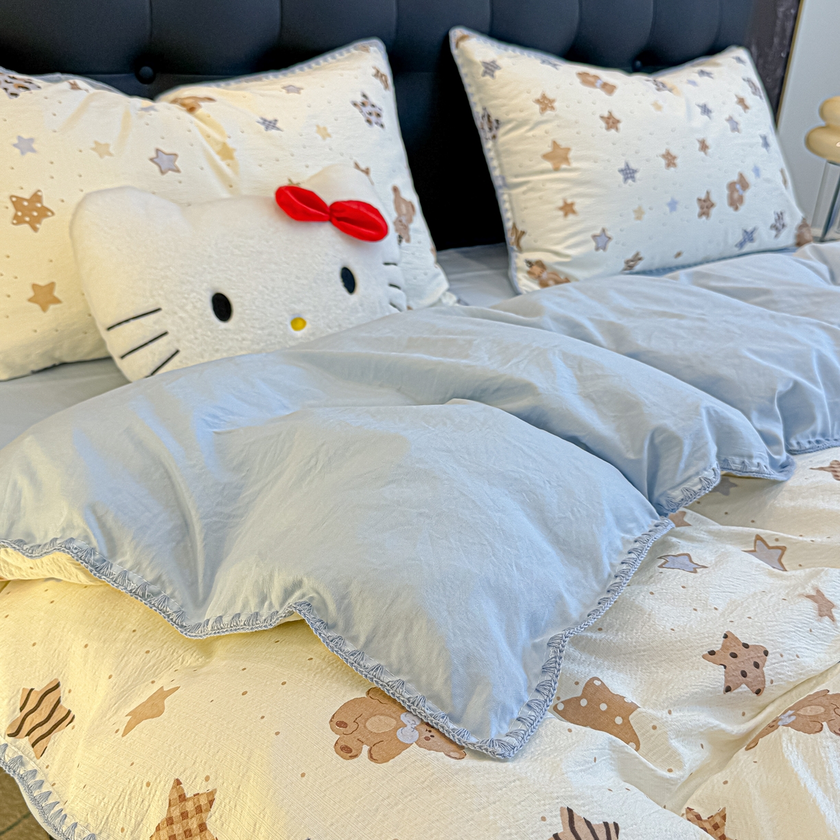 91家纺网 家纺一手货源 找家纺 盼季家纺 2026新款水洗棉印花贝壳绣四件套 贝壳绣-海底星星