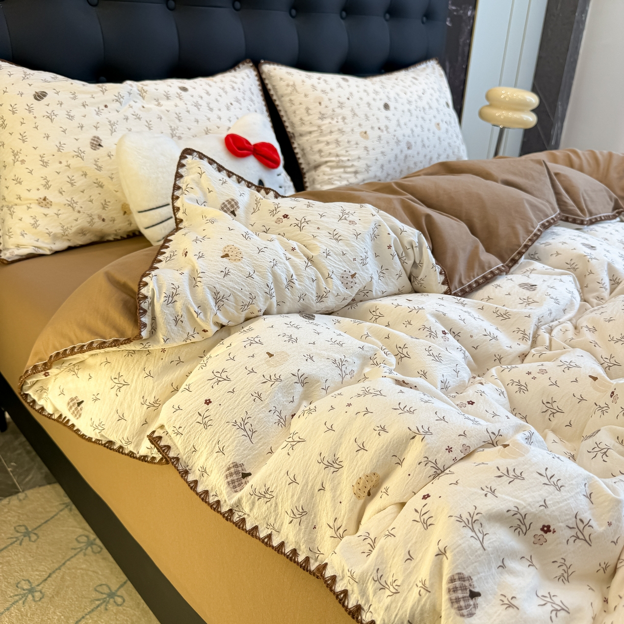 91家纺网 家纺一手货源 找家纺 盼季家纺 2026新款水洗棉印花贝壳绣四件套 贝壳绣-花束