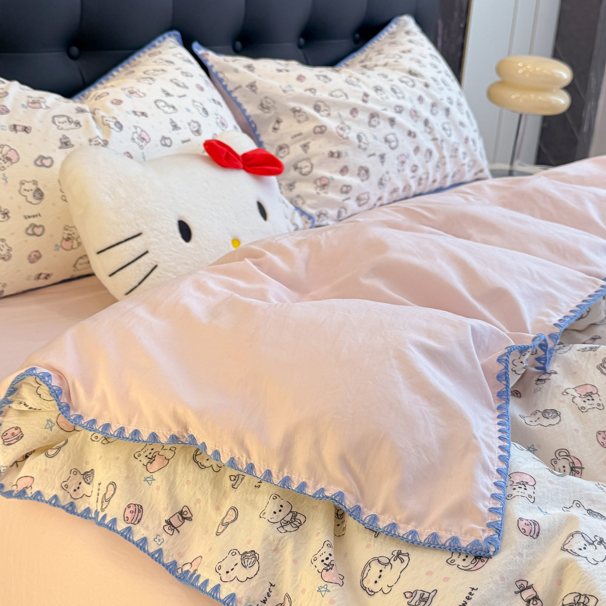 91家纺网 家纺一手货源 找家纺 盼季家纺 2026新款水洗棉印花贝壳绣四件套 贝壳绣-萌萌汪汪