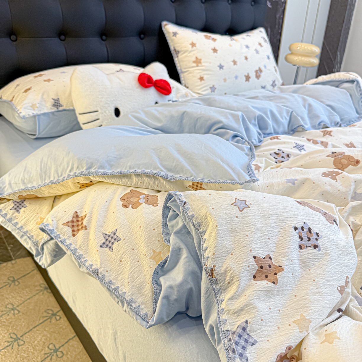 91家纺网 家纺一手货源 找家纺 盼季家纺 2026新款水洗棉印花贝壳绣四件套 贝壳绣-海底星星