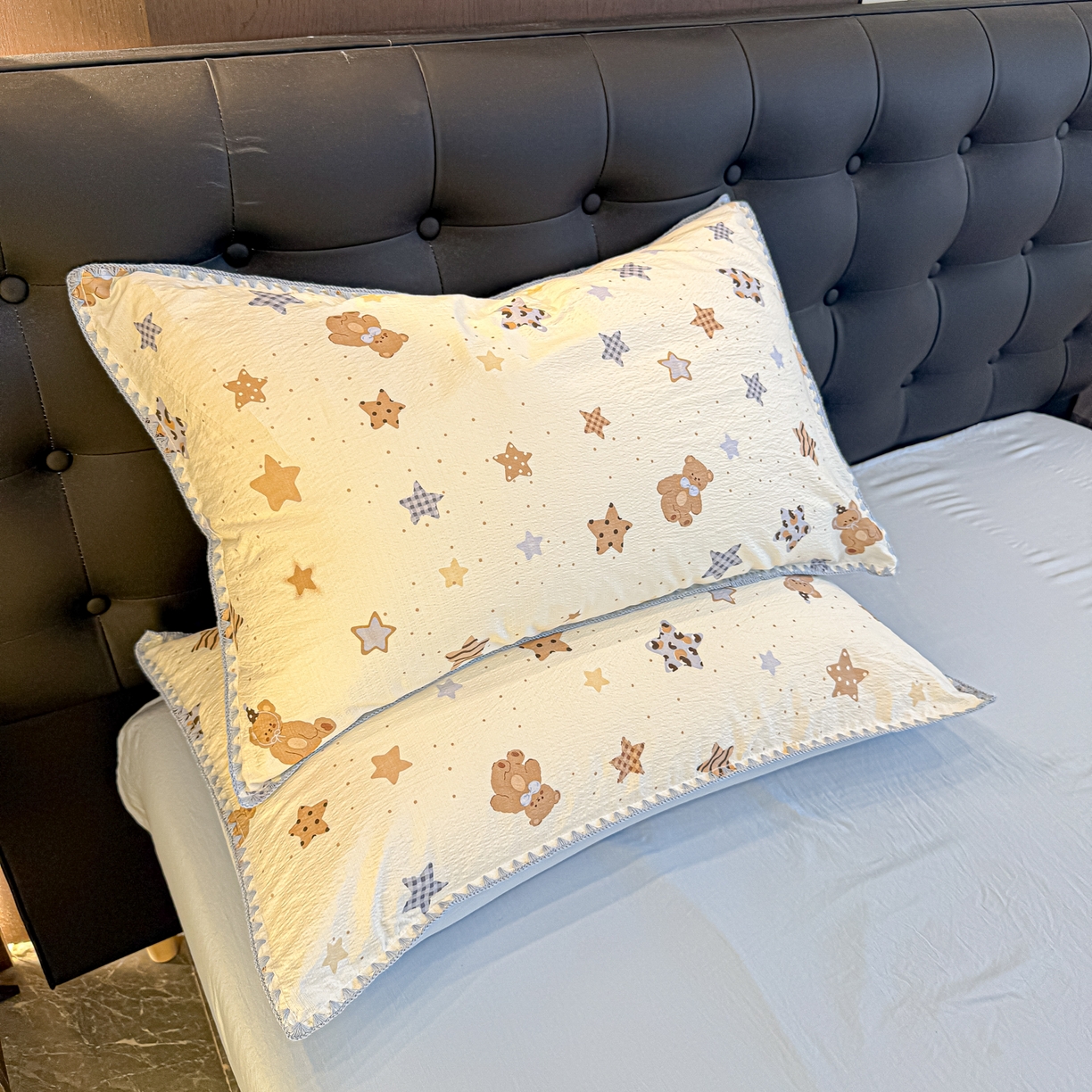 91家纺网 家纺一手货源 找家纺 盼季家纺 2026新款水洗棉印花贝壳绣四件套 贝壳绣-海底星星