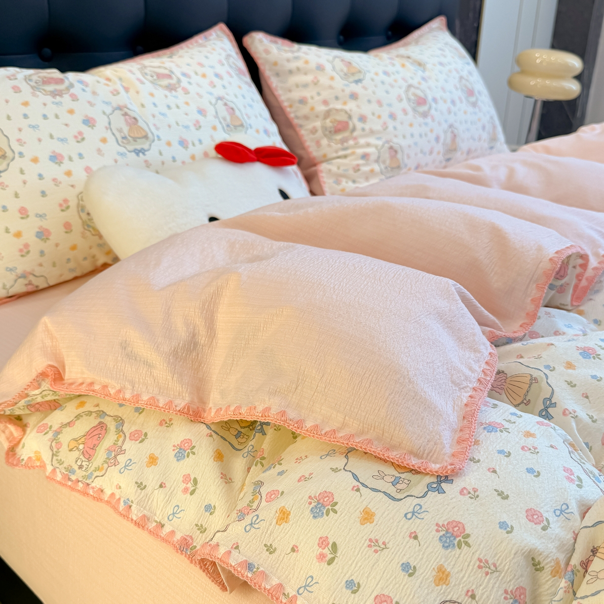 91家纺网 家纺一手货源 找家纺 盼季家纺 2026新款水洗棉印花贝壳绣四件套 贝壳绣-庄园