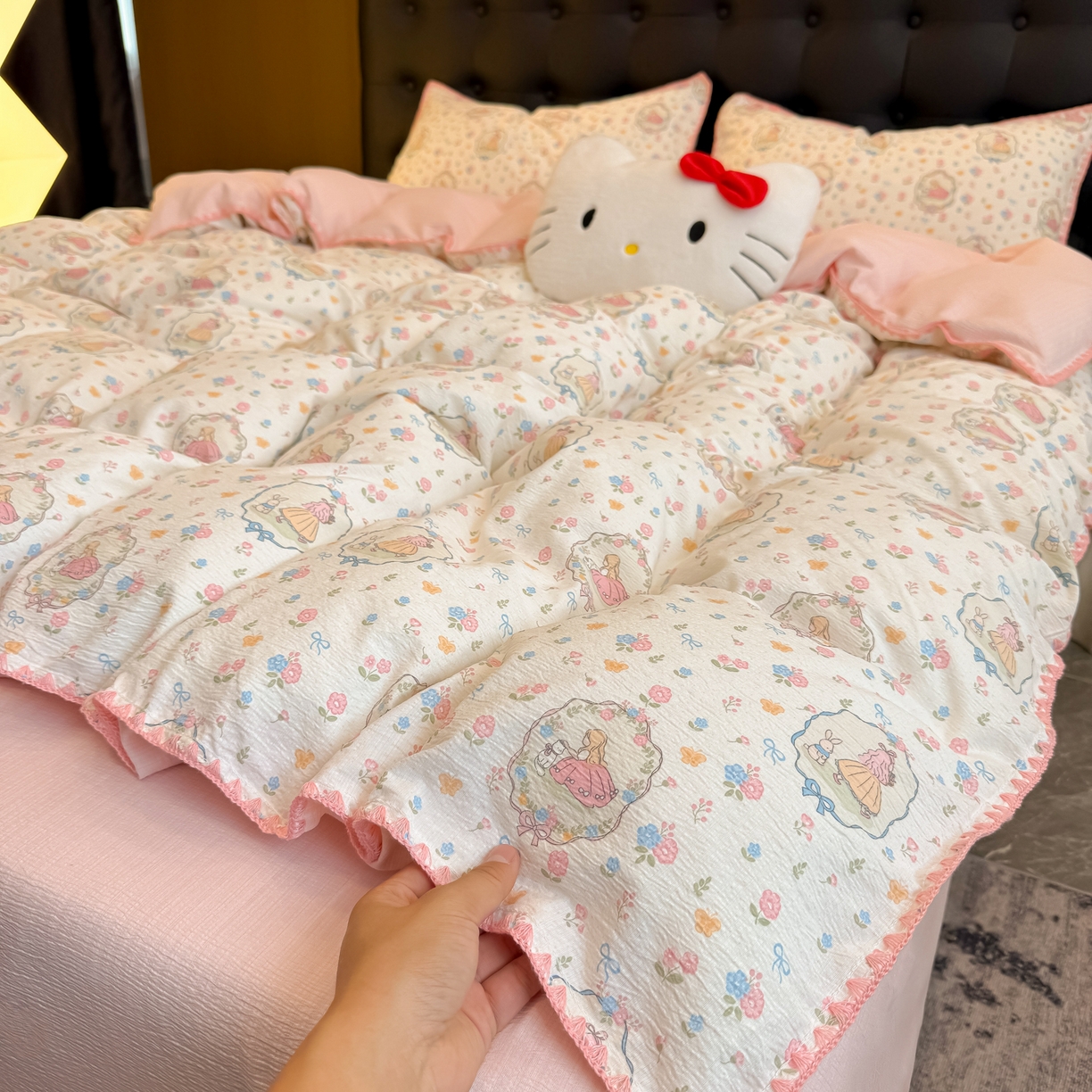 91家纺网 家纺一手货源 找家纺 盼季家纺 2026新款水洗棉印花贝壳绣四件套 贝壳绣-庄园