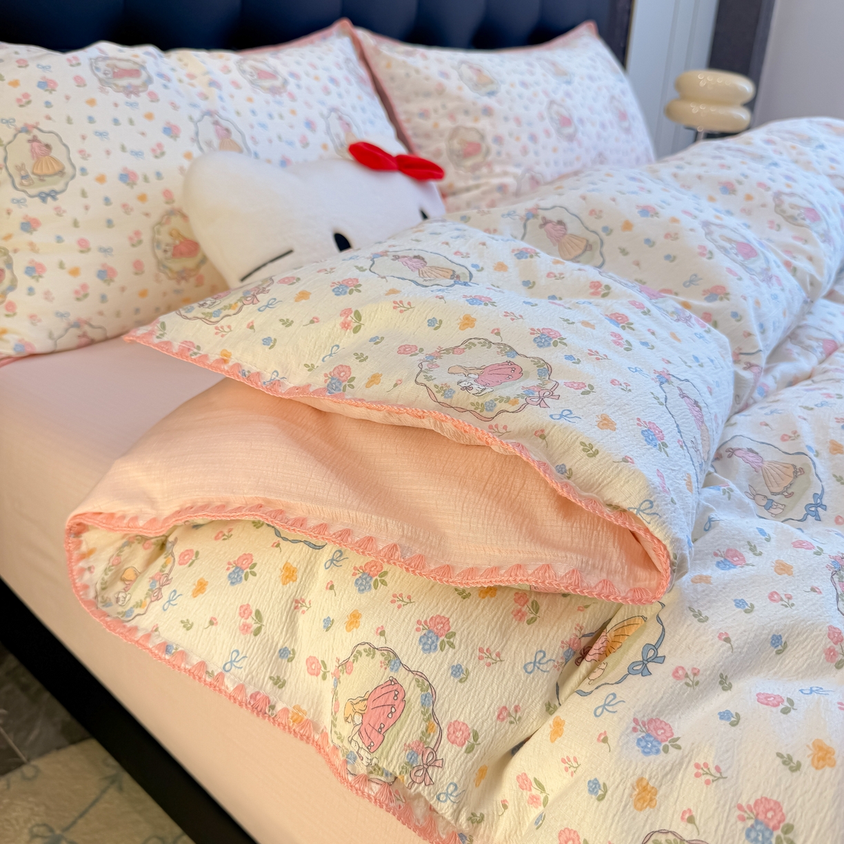 91家纺网 家纺一手货源 找家纺 盼季家纺 2026新款水洗棉印花贝壳绣四件套 贝壳绣-庄园