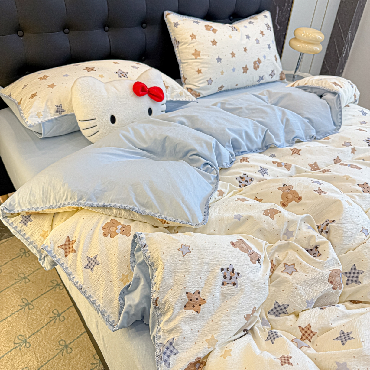 91家纺网 家纺一手货源 找家纺 盼季家纺 2026新款水洗棉印花贝壳绣四件套 贝壳绣-海底星星