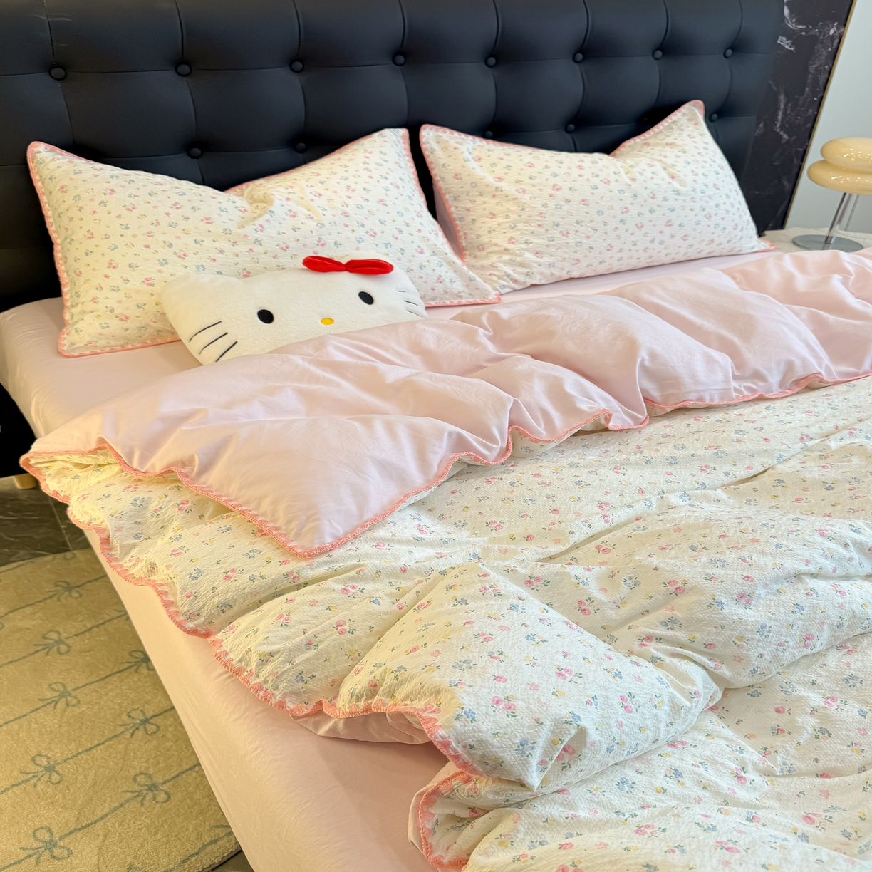 91家纺网 家纺一手货源 找家纺 盼季家纺 2026新款水洗棉印花贝壳绣四件套 贝壳绣-少女心