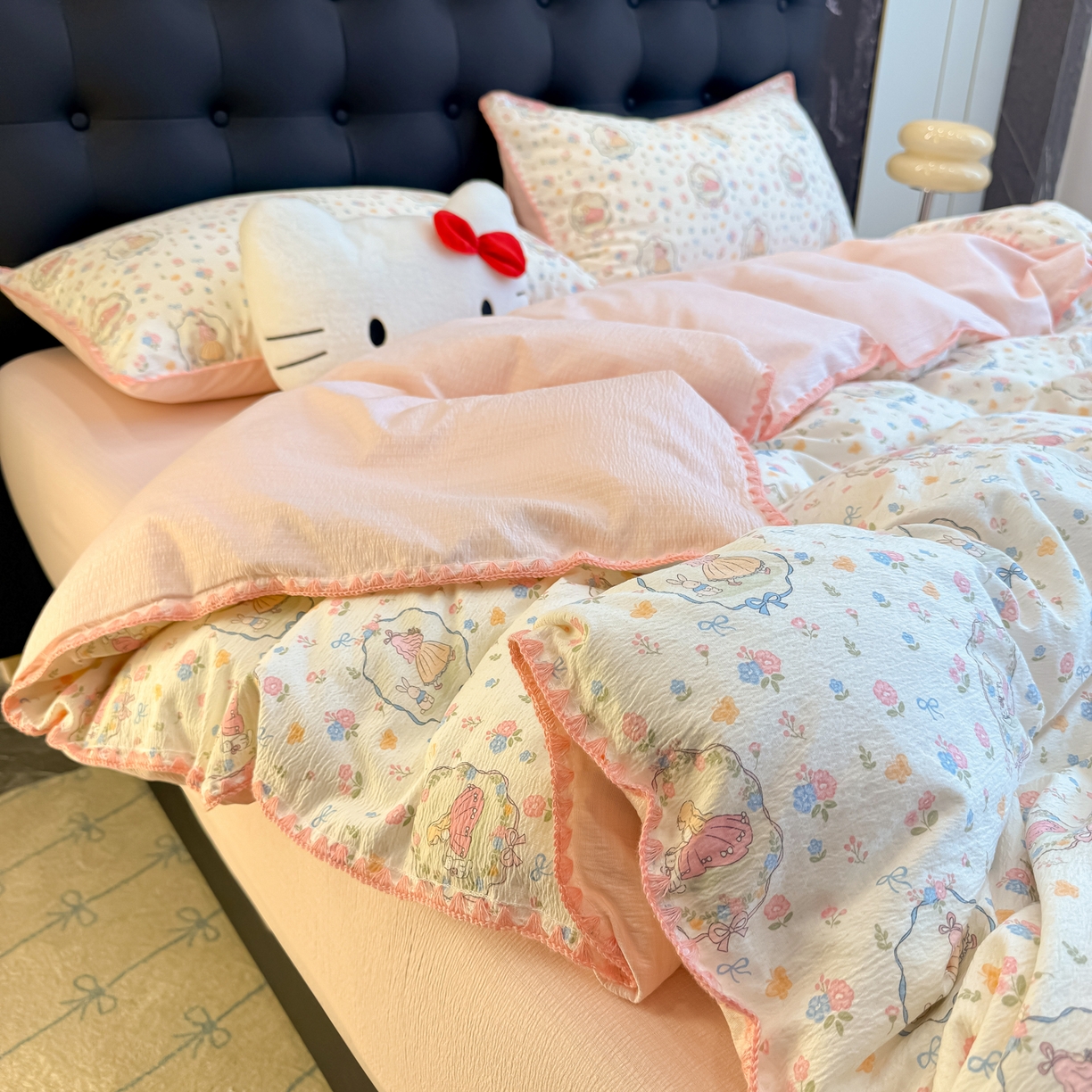 91家纺网 家纺一手货源 找家纺 盼季家纺 2026新款水洗棉印花贝壳绣四件套 贝壳绣-庄园