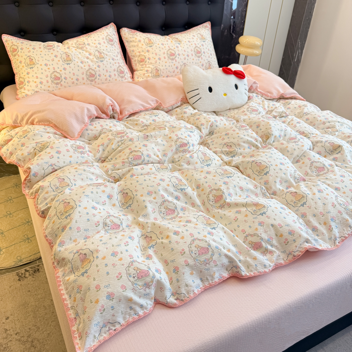 91家纺网 家纺一手货源 找家纺 盼季家纺 2026新款水洗棉印花贝壳绣四件套 贝壳绣-庄园