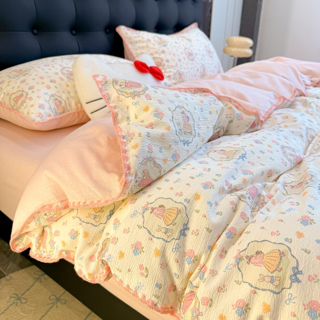 91家纺网 家纺一手货源 找家纺 盼季家纺 2026新款水洗棉印花贝壳绣四件套 贝壳绣-庄园