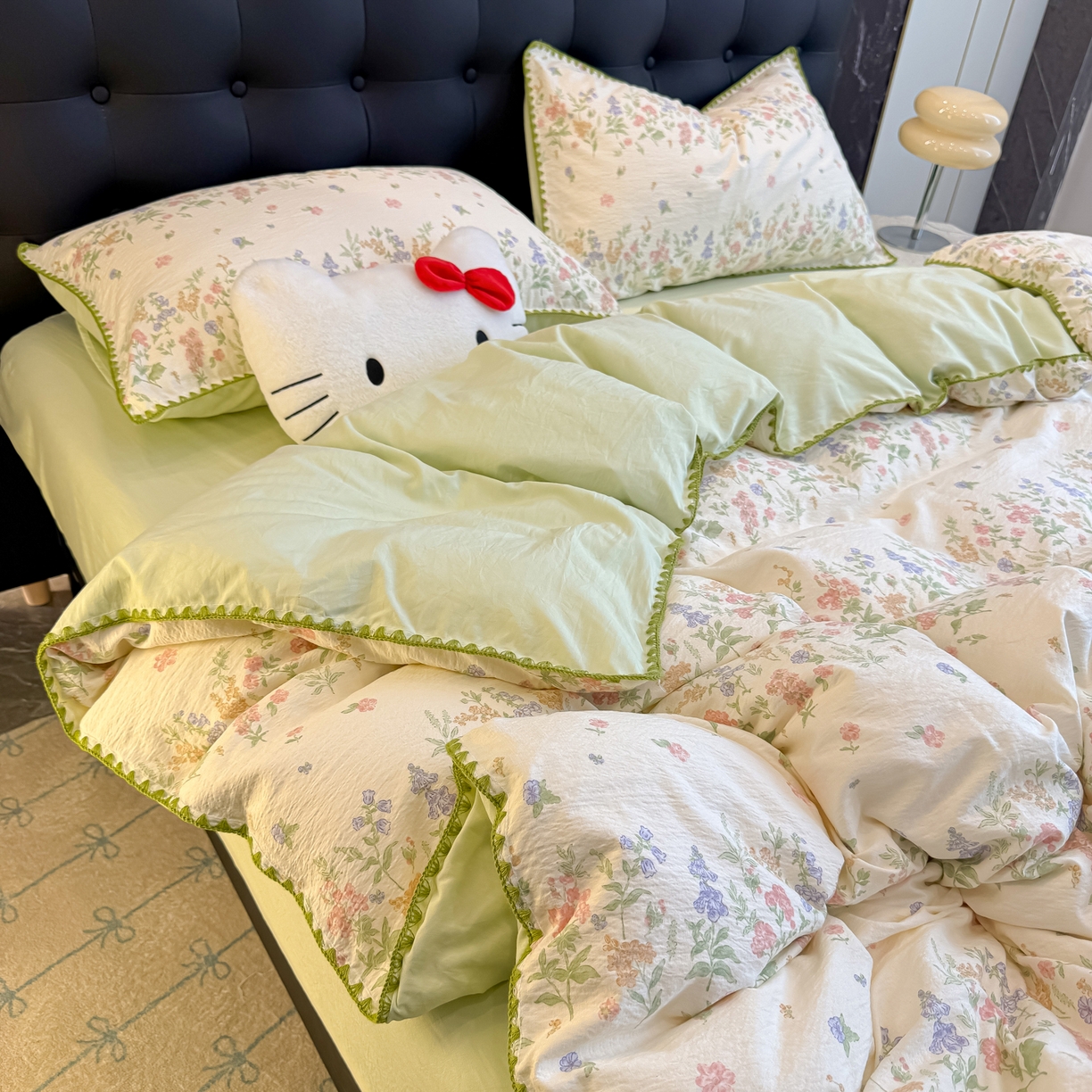 91家纺网 家纺一手货源 找家纺 盼季家纺 2026新款水洗棉印花贝壳绣四件套 贝壳绣-清新物语